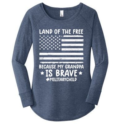 Military Land Of Free Because My Grandpis Brave Great Gift Women's Perfect Tri Tunic Long Sleeve Shirt