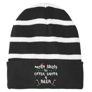 Most Likely Offer Santa Christmas Xmas Family Match Dad Striped Beanie with Solid Band