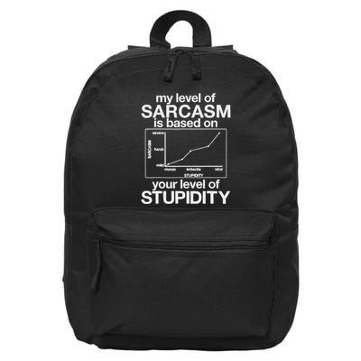 My Level Of Sarcasm Is Based On Your Level Of Stupidity 16 in Basic Backpack
