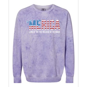 Merica Land Of The Free Because Of The Brave Patriotic Cute Gift Colorblast Crewneck Sweatshirt