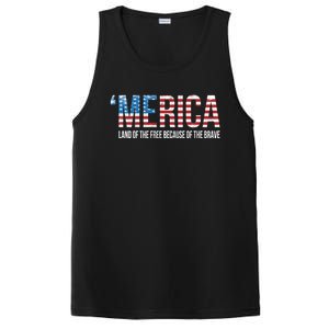 Merica Land Of The Free Because Of The Brave Patriotic Cute Gift PosiCharge Competitor Tank