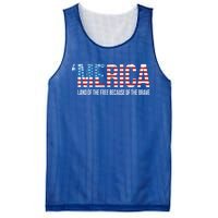 Merica Land Of The Free Because Of The Brave Patriotic Cute Gift Mesh Reversible Basketball Jersey Tank