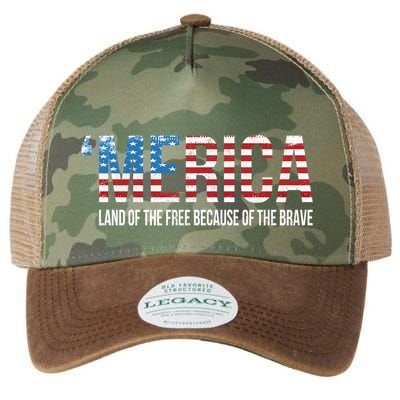 Merica Land Of The Free Because Of The Brave Patriotic Gift Legacy Tie Dye Trucker Hat
