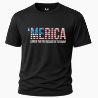 Merica Land Of The Free Because Of The Brave Patriotic Gift Cooling Performance Crew T-Shirt