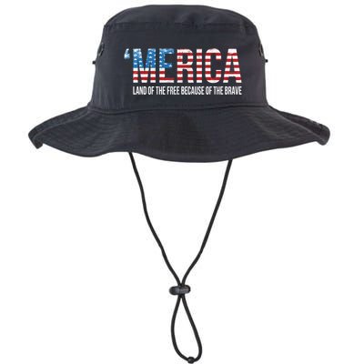 Merica Land Of The Free Because Of The Brave Patriotic Gift Bucket Hat