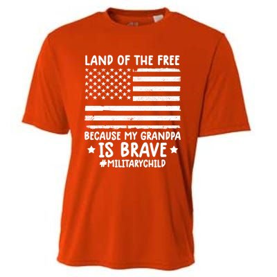 Military Land Of Free Because My Grandpis Brave Gift Cooling Performance Crew T-Shirt