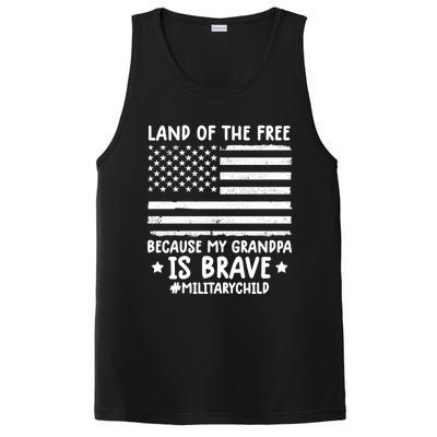 Military Land Of Free Because My Grandpis Brave Gift PosiCharge Competitor Tank