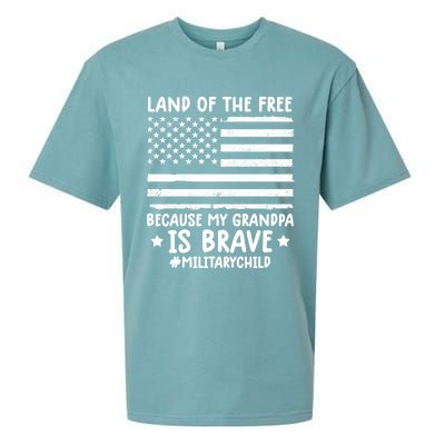 Military Land Of Free Because My Grandpis Brave Gift Sueded Cloud Jersey T-Shirt