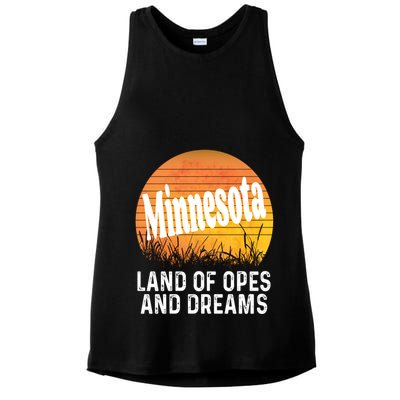 Minnesota Land Of Opes And Dreams Ope Sunset Field Funny Ladies PosiCharge Tri-Blend Wicking Tank