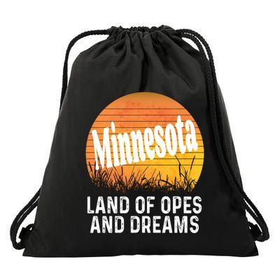 Minnesota Land Of Opes And Dreams Ope Sunset Field Funny Drawstring Bag