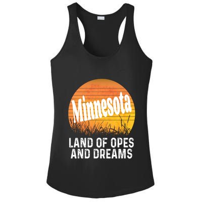 Minnesota Land Of Opes And Dreams Ope Sunset Field Funny Ladies PosiCharge Competitor Racerback Tank