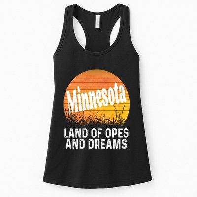 Minnesota Land Of Opes And Dreams Ope Sunset Field Funny Womens Tank Top