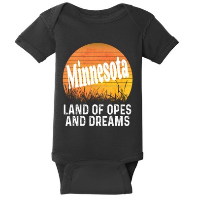 Minnesota Land Of Opes And Dreams Ope Sunset Field Funny Baby Bodysuit