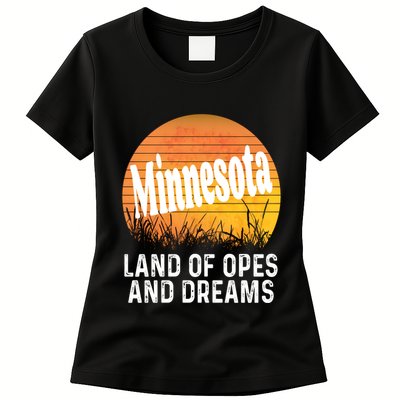 Minnesota Land Of Opes And Dreams Ope Sunset Field Funny Womens T-Shirt