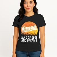 Minnesota Land Of Opes And Dreams Ope Sunset Field Funny Womens T-Shirt