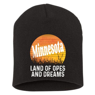 Minnesota Land Of Opes And Dreams Ope Sunset Field Funny Short Acrylic Beanie