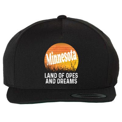Minnesota Land Of Opes And Dreams Ope Sunset Field Funny Wool Snapback Cap