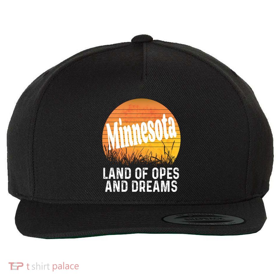 Minnesota Land Of Opes And Dreams Ope Sunset Field Funny Wool Snapback Cap