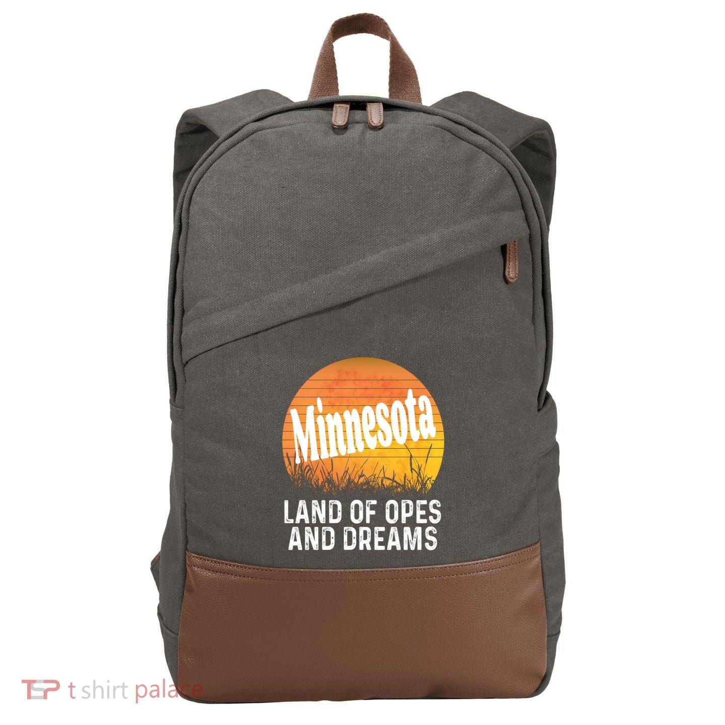 Minnesota Land Of Opes And Dreams Ope Sunset Field Funny Cotton Canvas Backpack
