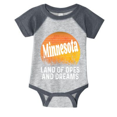 Minnesota Land Of Opes And Dreams Ope Sunset Field Funny Infant Baby Jersey Bodysuit