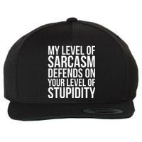 My Level Of Sarcasm Defends On Your Level Of Stupidity Funny Quotes Wool Snapback Cap