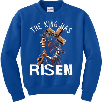 Majestic Lion Of Judah Jesus A King Has Risen Religious Kids Sweatshirt