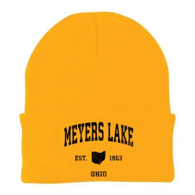 Meyers Lake Ohio Oh Vintage Athletic Sports Knit Cap Winter Beanie