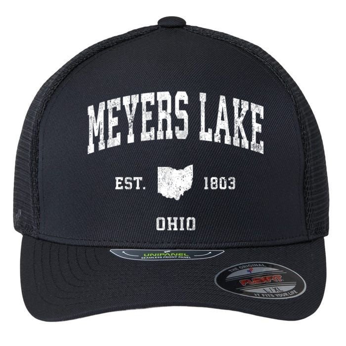 Meyers Lake Ohio Oh Vintage Athletic Sports Flexfit Unipanel Trucker Cap