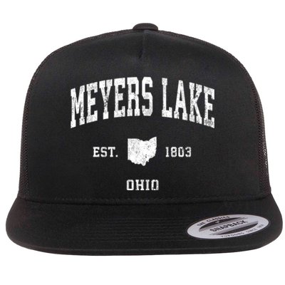 Meyers Lake Ohio Oh Vintage Athletic Sports Flat Bill Trucker Hat