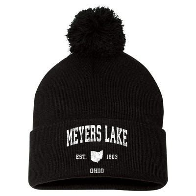 Meyers Lake Ohio Oh Vintage Athletic Sports Pom Pom 12in Knit Beanie