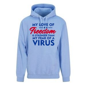 My Love Of Freedom Is Stronger Than Your Fear Of A Virus Unisex Surf Hoodie