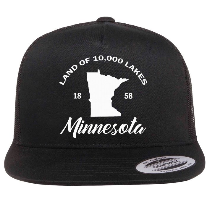 Mn Land Of 10000 Lakes Minnesota Flat Bill Trucker Hat