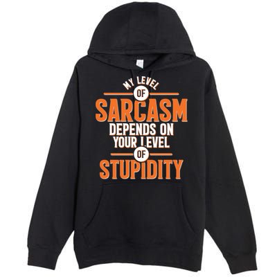 My Level Of Sarcasm Depends On Your Level Of Stupidity Premium Pullover Hoodie