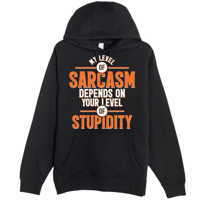 My Level Of Sarcasm Depends On Your Level Of Stupidity Premium Pullover Hoodie