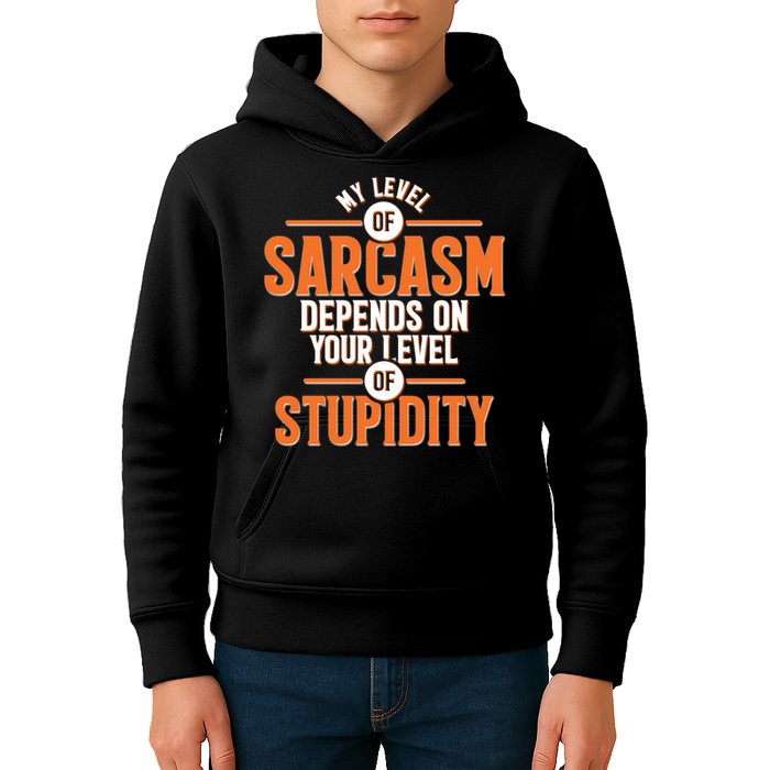My Level Of Sarcasm Depends On Your Level Of Stupidity Kids Hoodie