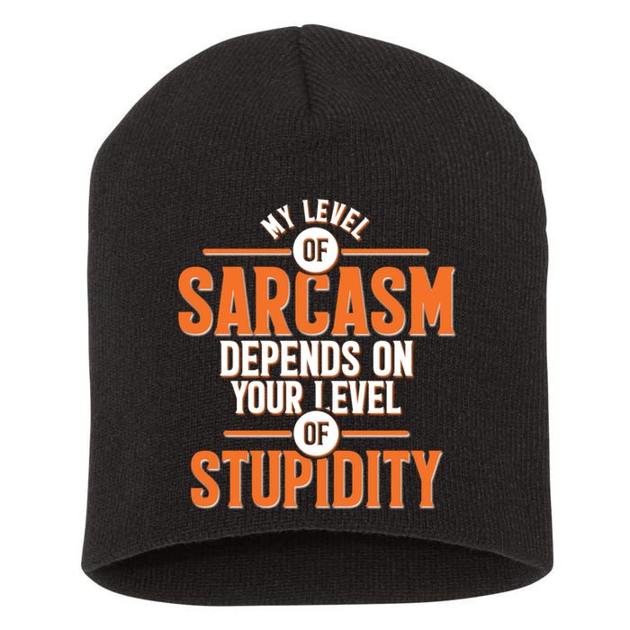 My Level Of Sarcasm Depends On Your Level Of Stupidity Short Acrylic Beanie