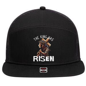 Majestic Lion Of Judah Jesus A King Has Risen Religious 7 Panel Mesh Trucker Snapback Hat