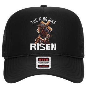 Majestic Lion Of Judah Jesus A King Has Risen Religious High Crown Mesh Back Trucker Hat