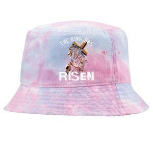 Majestic Lion Of Judah Jesus A King Has Risen Religious Tie-Dyed Bucket Hat