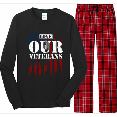 Military: Love Our Veterans Gift Veteran Sayings Meaningful Gift Long Sleeve Pajama Set