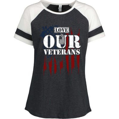 Military: Love Our Veterans Gift Veteran Sayings Meaningful Gift Enza Ladies Jersey Colorblock Tee