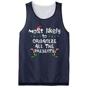 Most Likely Organize Presents Christmas Xmas Family Matching Mesh Reversible Basketball Jersey Tank