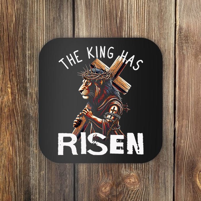 Majestic Lion Of Judah Jesus A King Has Risen Religious Coaster