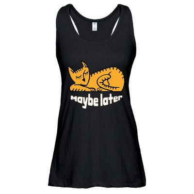 Maybe Later Procrastination Cat Graphic Ladies Essential Flowy Tank