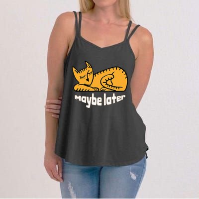 Maybe Later Procrastination Cat Graphic Women's Strappy Tank