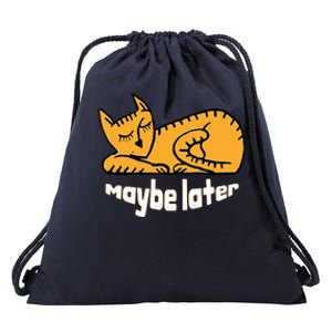 Maybe Later Procrastination Cat Graphic Drawstring Bag