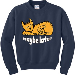 Maybe Later Procrastination Cat Graphic Kids Sweatshirt