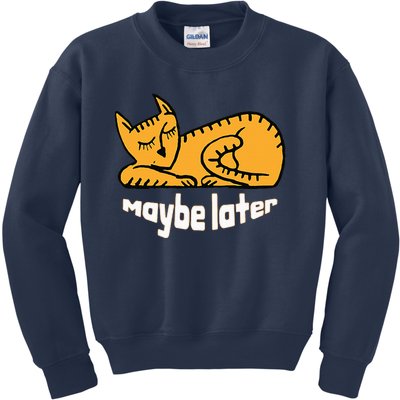 Maybe Later Procrastination Cat Graphic Kids Sweatshirt