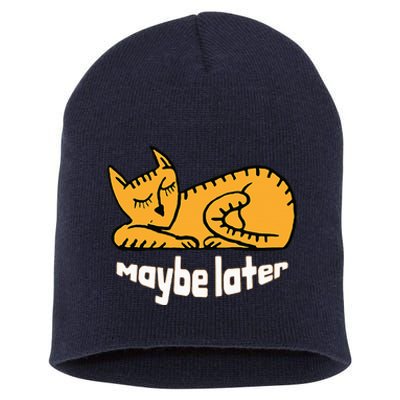 Maybe Later Procrastination Cat Graphic Short Acrylic Beanie