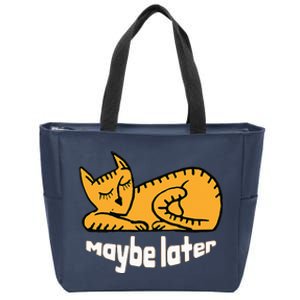 Maybe Later Procrastination Cat Graphic Zip Tote Bag